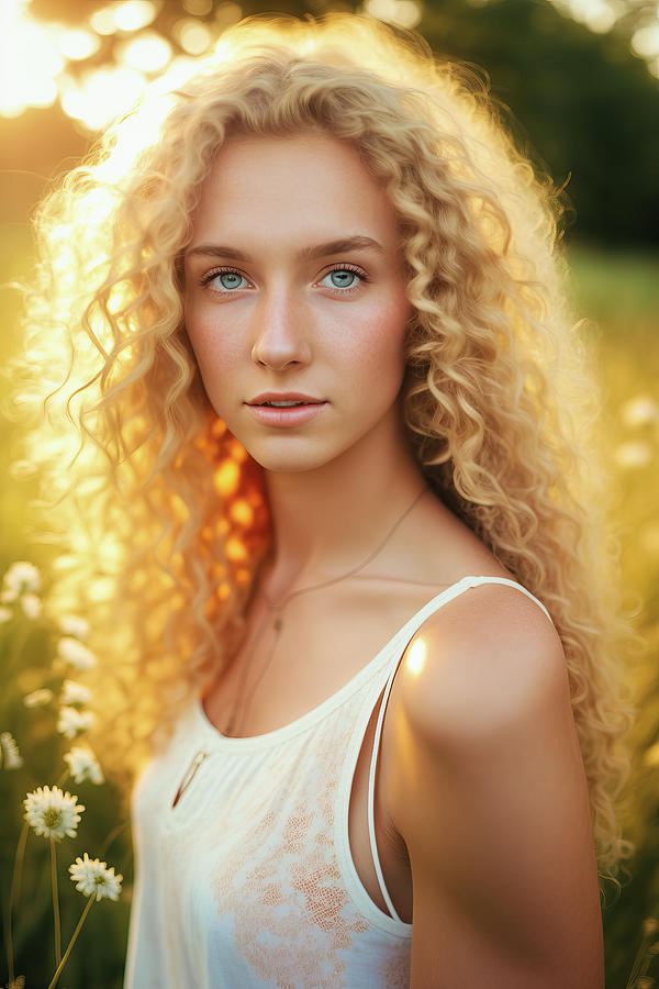 Golden Summer Girl 03 Beauty Portrait Digital Art by Matthias Hauser
