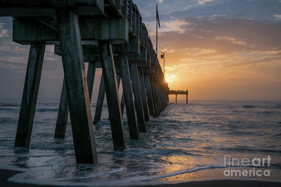 Golden Sun at Venice Fishing Pier, Florida Photograph by Liesl Walsh