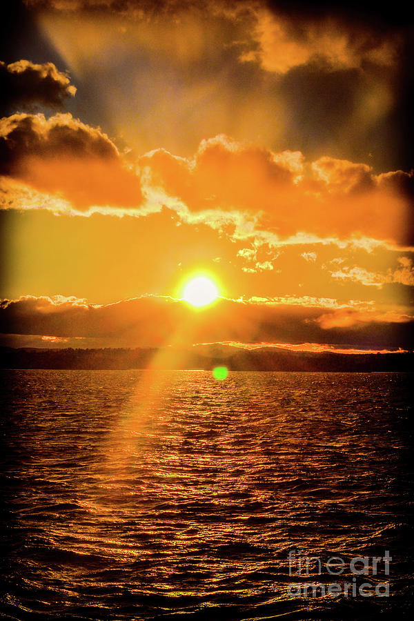 Golden Sun on Winnipesaukee Photograph by Kevin Fortier