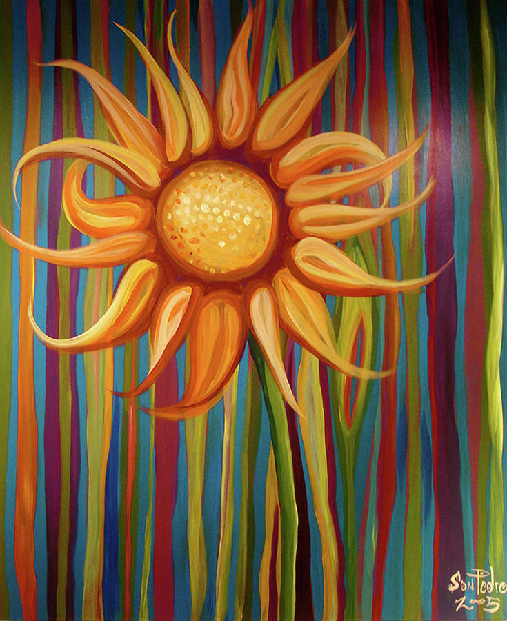 Sunflower Painting - Golden Sunflower  by Nick San Pedro