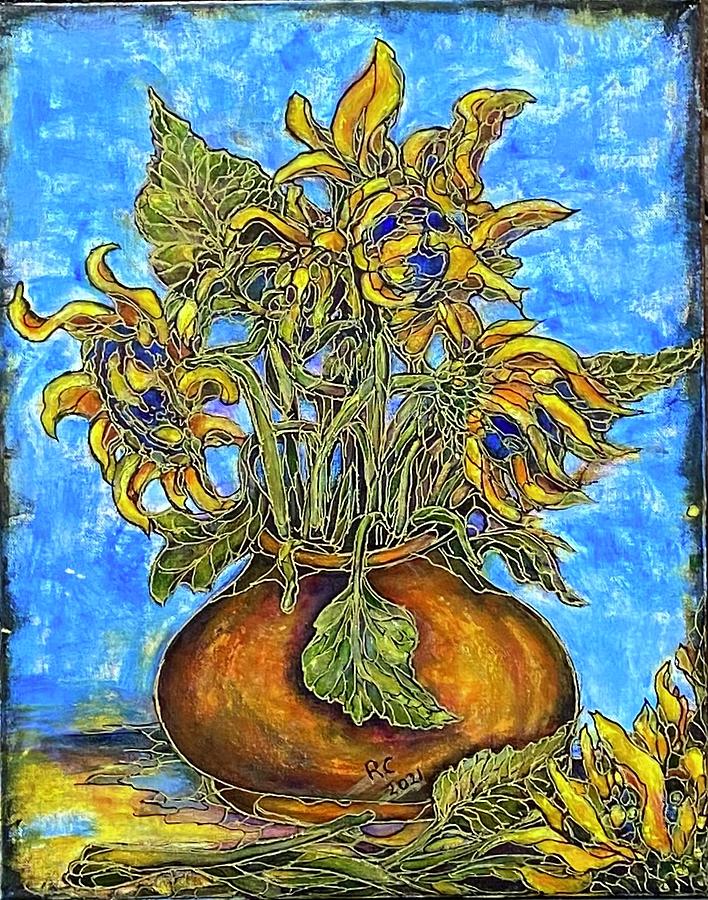 Golden Sunflowers Painting by Rae Chichilnitsky
