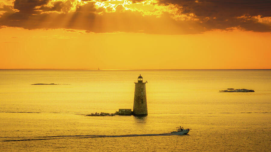 Golden Sunrise at Whaleback Lighthouse Photograph by Jeff Folger Golden Sunrise at Whaleback Lighthouse Photograph by Jeff Folger
