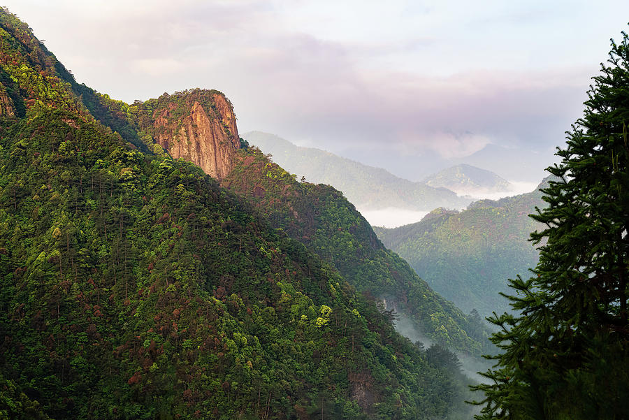 Golden Sunrise near Wudai Village and a Captivating Rock Outcropping amidst Clouds and Forest I Photograph by William Dickman Golden Sunrise near Wudai Village and a Captivating Rock Outcropping amidst Clouds and Forest I Photograph by William Dickman