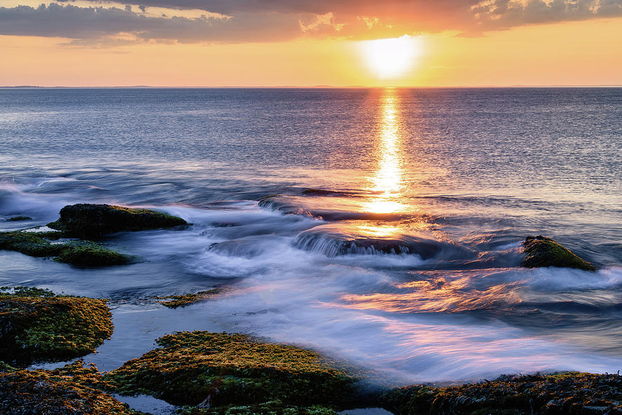  Golden Sunset, Halibut  Pt. Rockport MA. Photograph by Michael Hubley