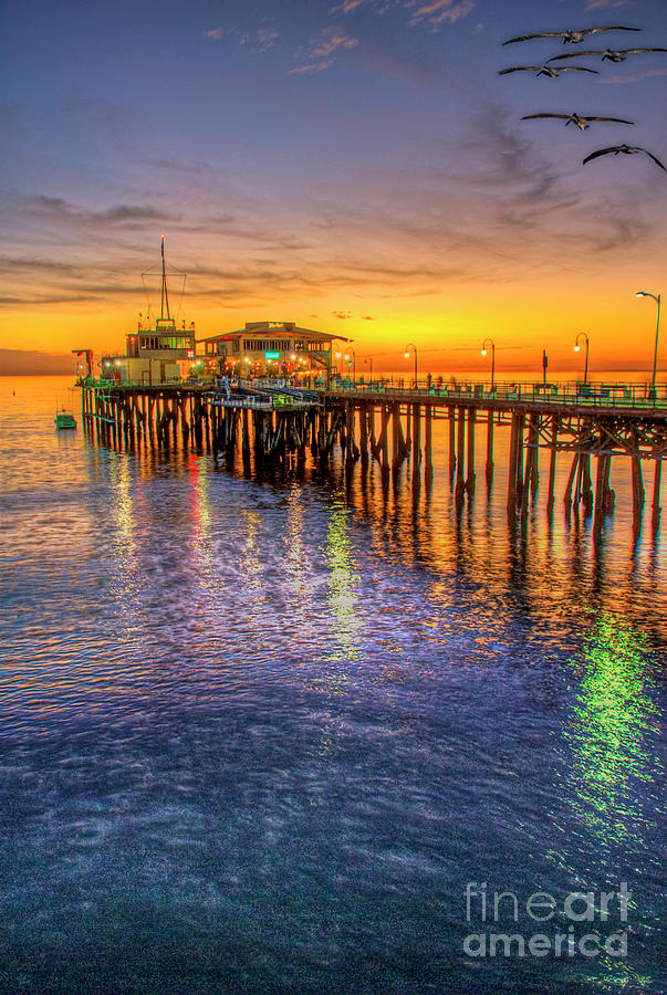 Golden Sunset Pier Reflections Photograph by David Zanzinger