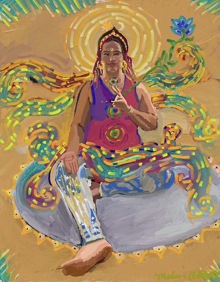 Golden Tara with Rainbow Silks Painting by Melissa Abbott
