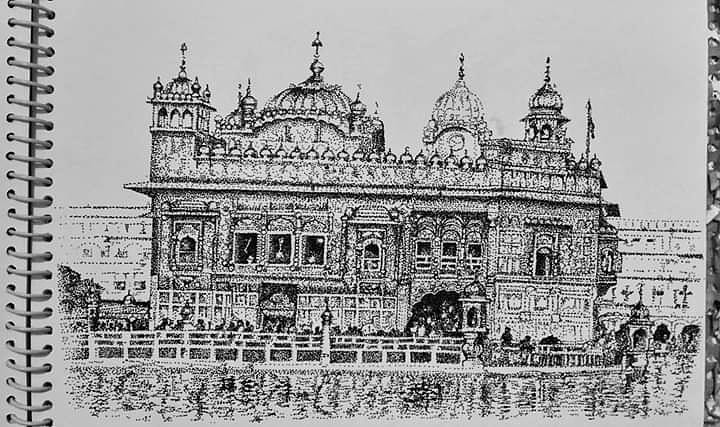 Golden temple Drawing by Gurinder Singh