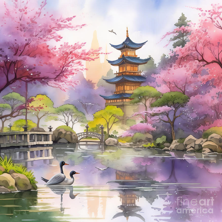 Golden Temple In Kyoto - 6009 Painting By Lyleeli - Fine Art America