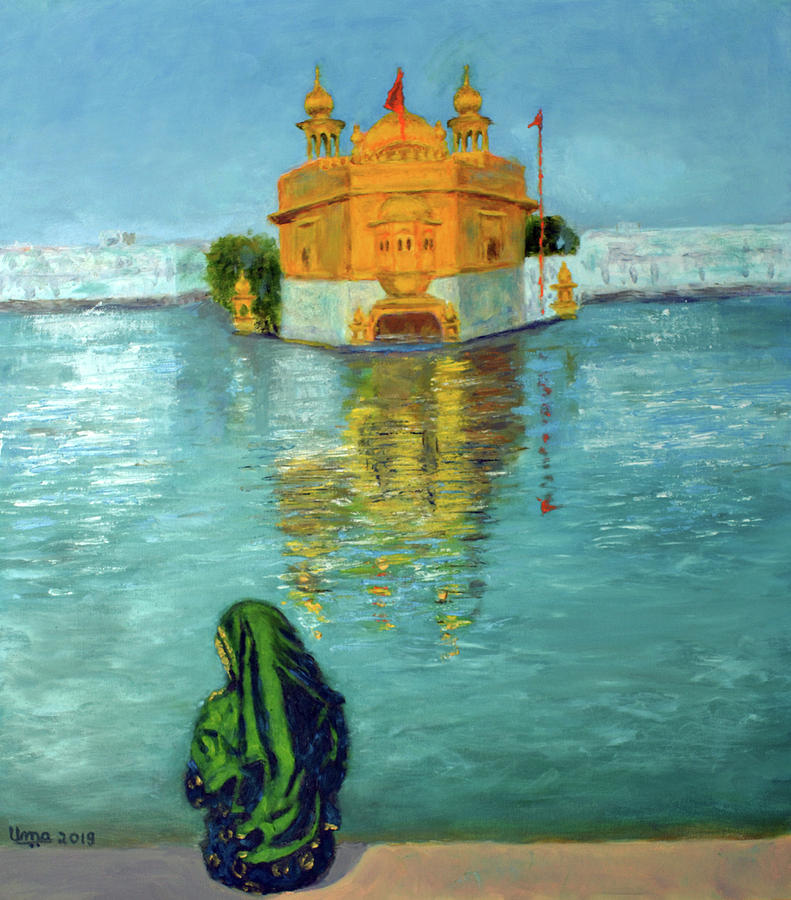 Golden Temple Series 3 Painting by Uma Krishnamoorthy