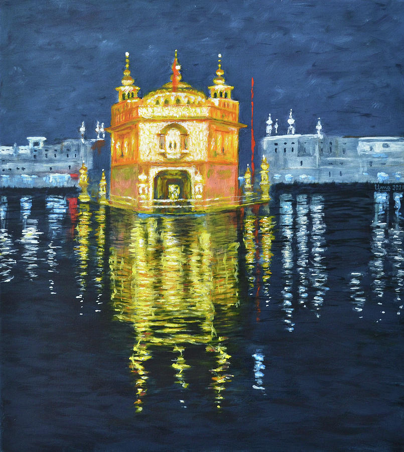Golden Temple series 7 Painting by Uma Krishnamoorthy