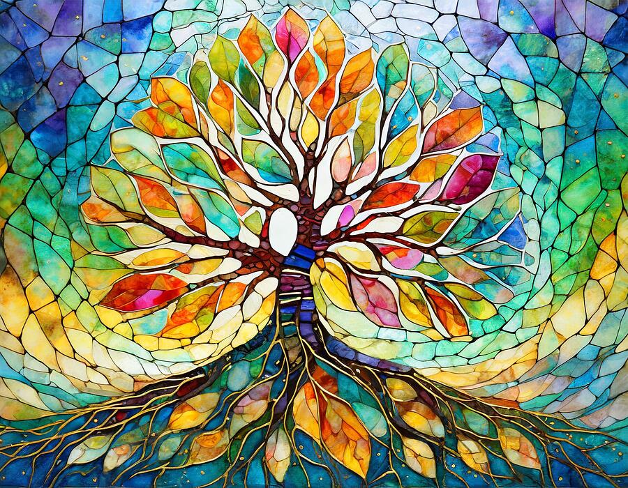 Golden Tree of Life Mixed Media by Susan Rydberg