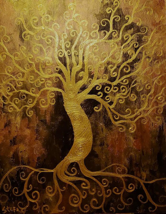 Golden Tree Painting by Stefan Duncan