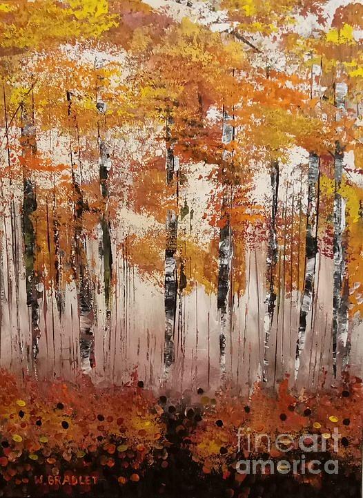 Golden Trees Painting by Wanda Bradley