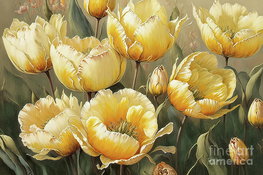 Golden Tulips Painting by Tina LeCour