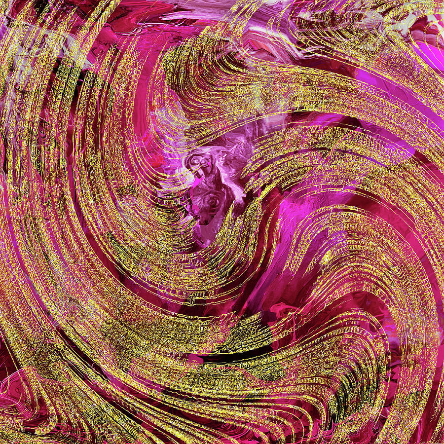 Golden Twist on Hot Pink Texture Digital Art by Grace Iradian