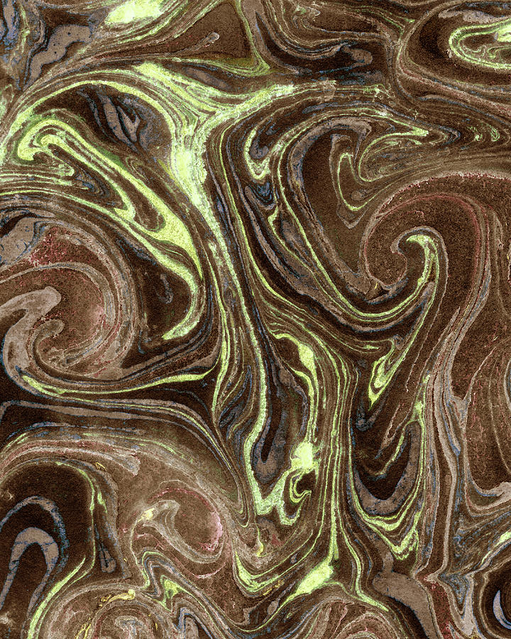 Golden Veins In Marble Watercolor Abstract Surface Decor Painting by Irina Sztukowski