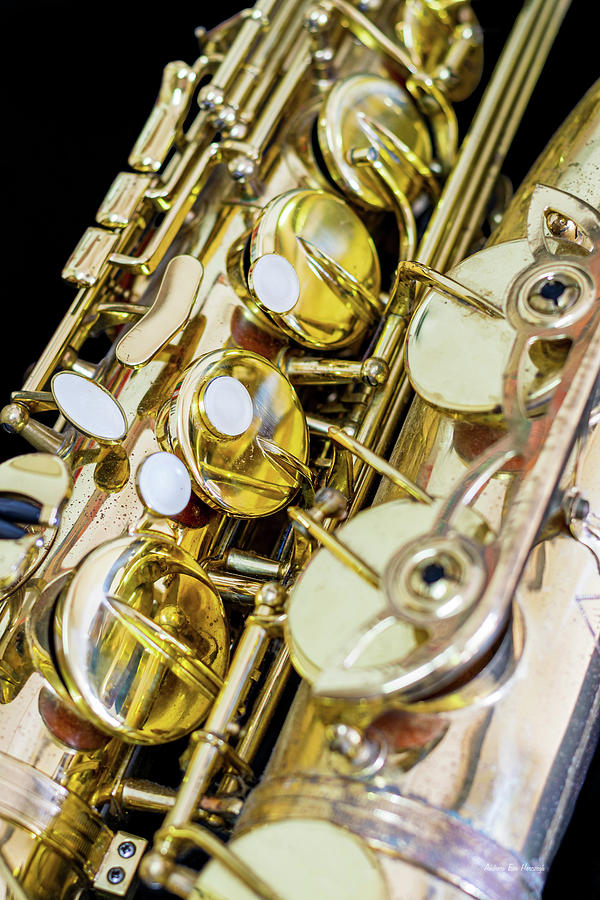 Golden Vintage Jazz Saxophone Close Up Photograph by Andreea Eva Herczegh