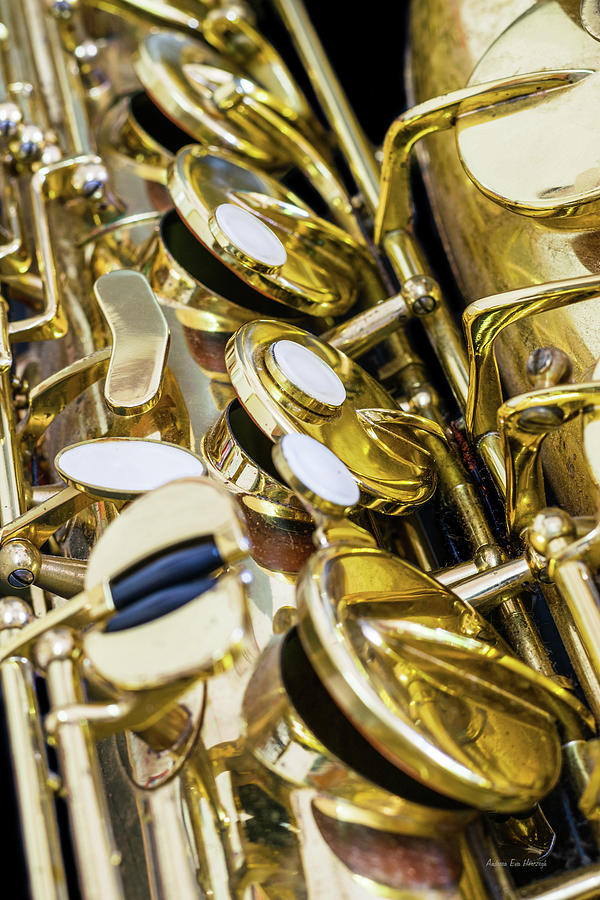 Golden Vintage Jazz Saxophone Close Up Keys Photograph by Andreea Eva Herczegh