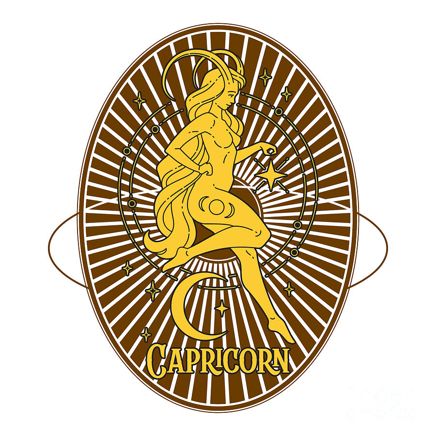 Golden Vintage Zodiac Capricorn Digital Art by Kirania Finest Golden Vintage Zodiac Capricorn Digital Art by Kirania Finest