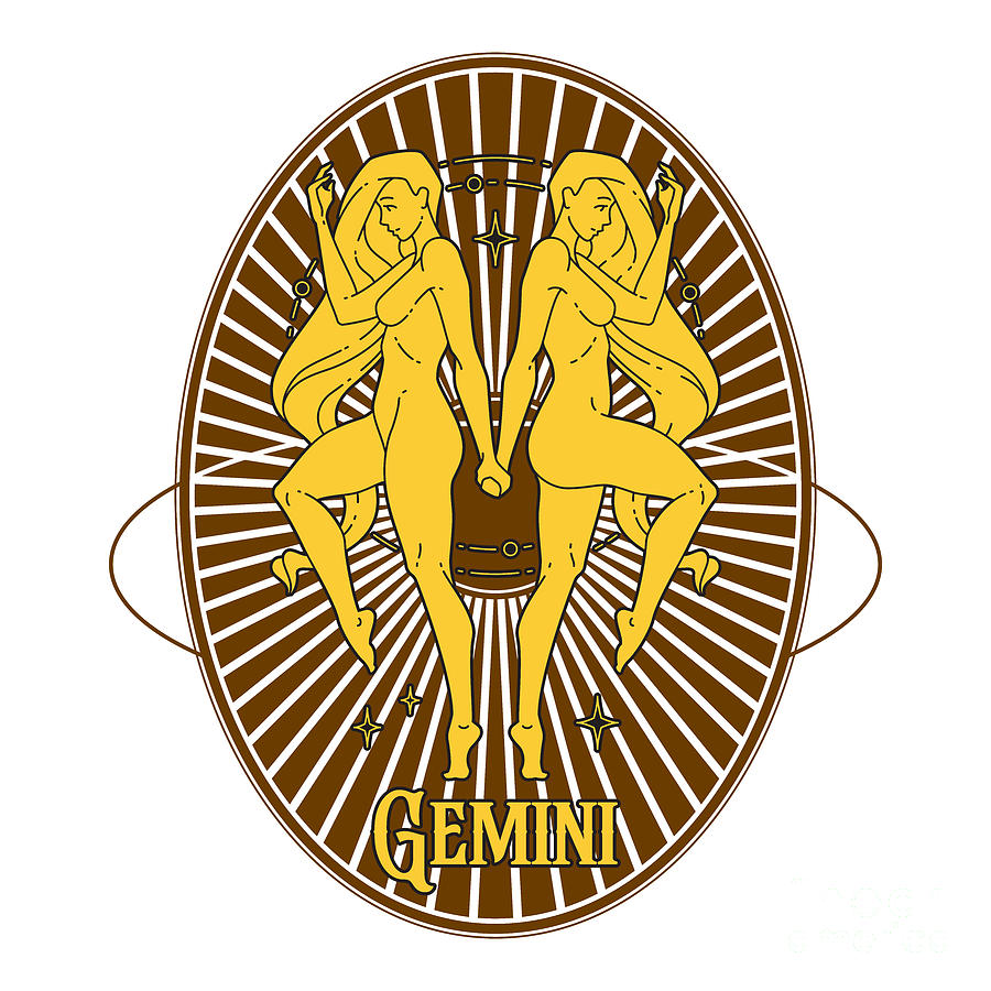 Golden Vintage Zodiac Gemini Digital Art by Kirania Finest Golden Vintage Zodiac Gemini Digital Art by Kirania Finest