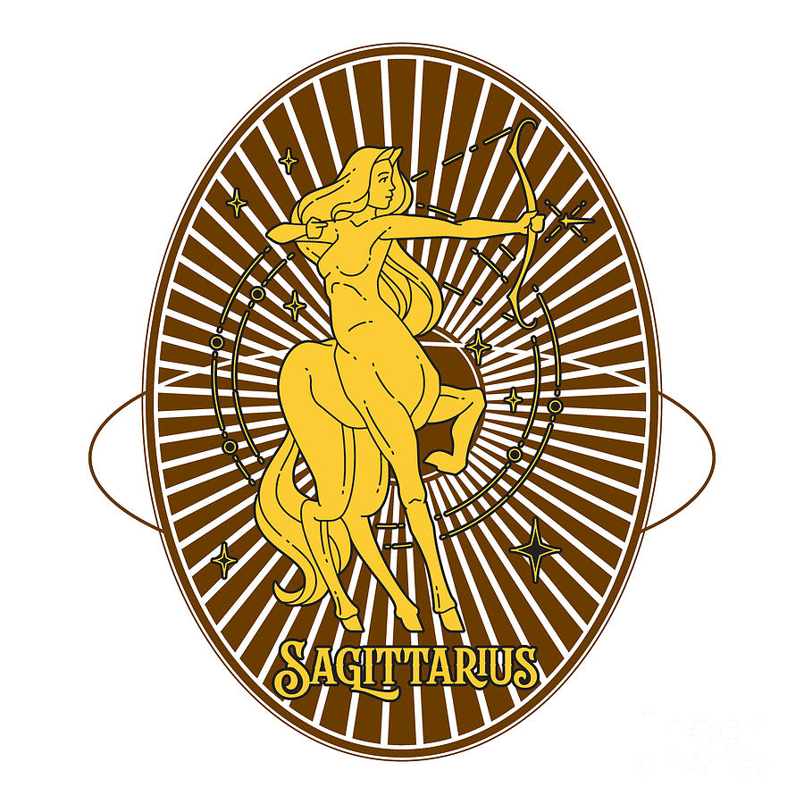 Golden Vintage Zodiac Sagittarius Digital Art by Kirania Finest Golden Vintage Zodiac Sagittarius Digital Art by Kirania Finest