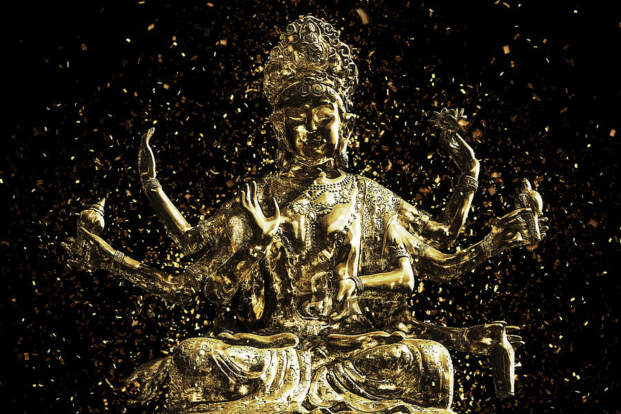 Golden Wall-Art - Shiva Digital Art by Philippe HUGONNARD