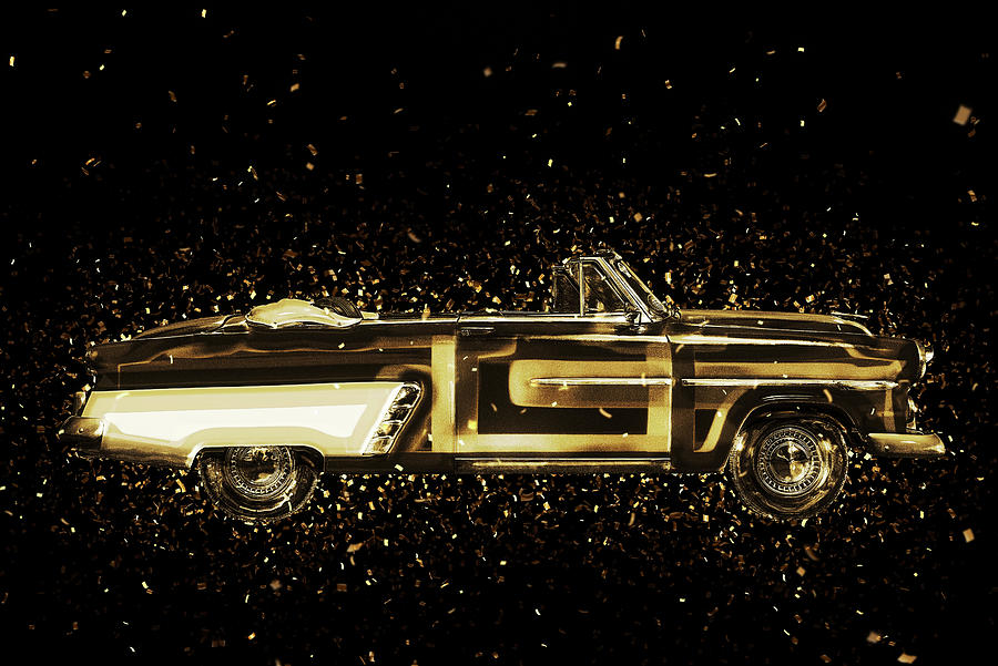 Golden Wall-Art - Vintage Car Digital Art by Philippe HUGONNARD