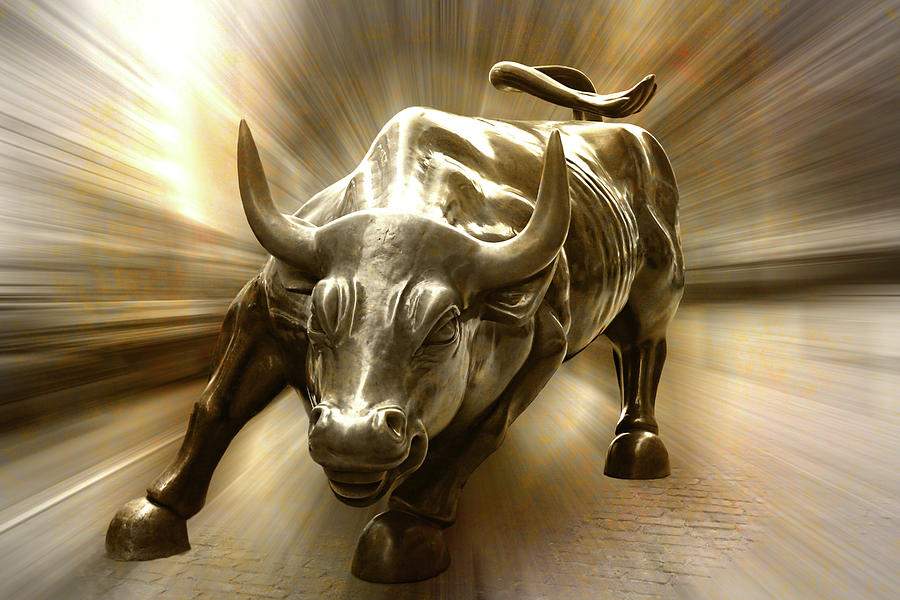 Golden Wall Street Bull Photograph by Wes and Dotty Weber