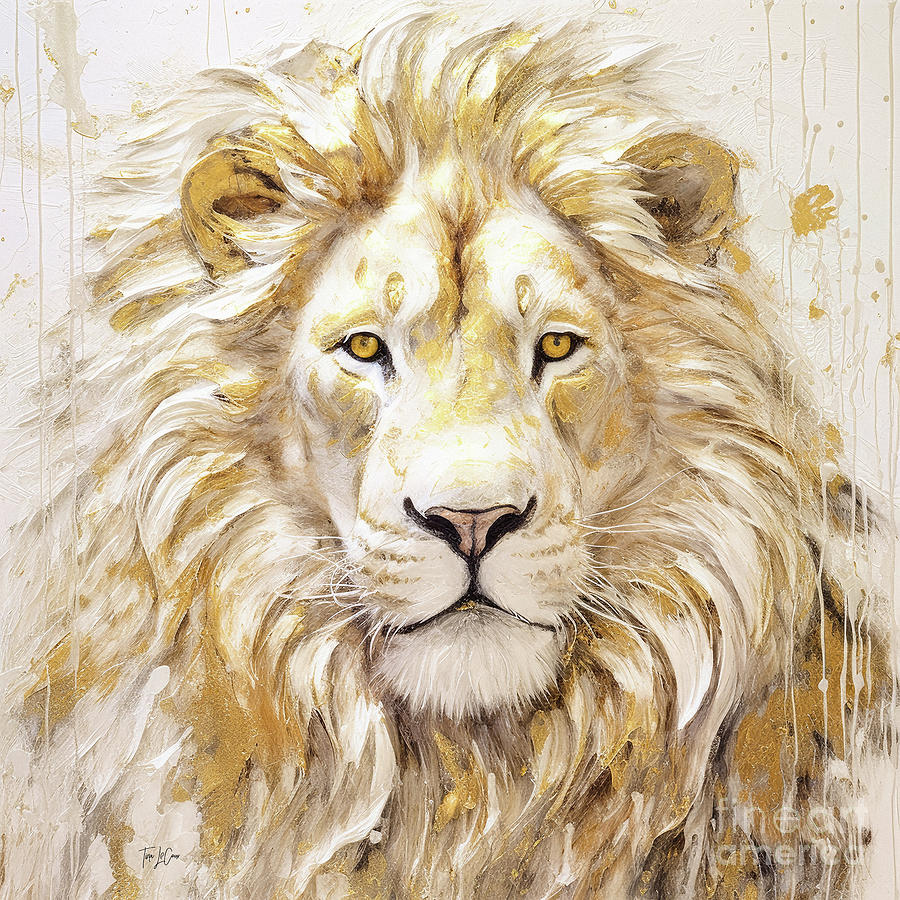 Golden White Lion Painting by Tina LeCour