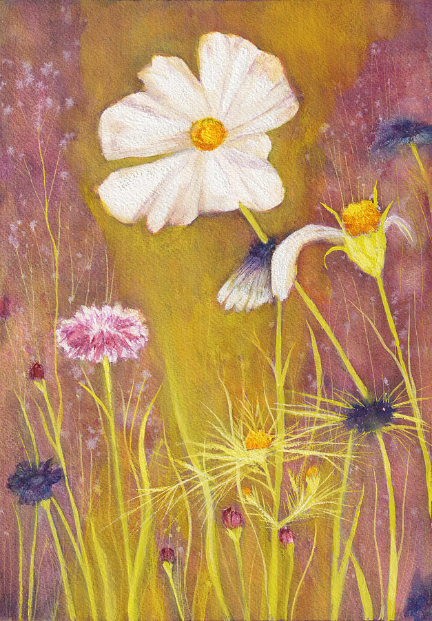 Flower Painting - Golden Wildflowers by Darkstars Art
