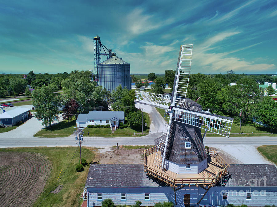 Golden Windmill in Golden, IL Aerial Photo Photograph by Robert Turek Fine Art Photography