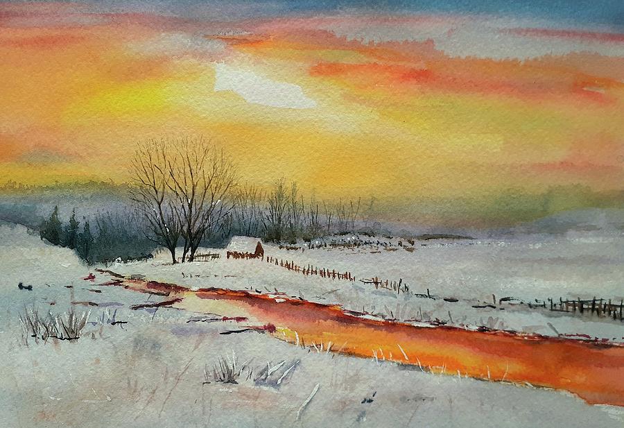 Golden winter Painting by Carolina Prieto Moreno