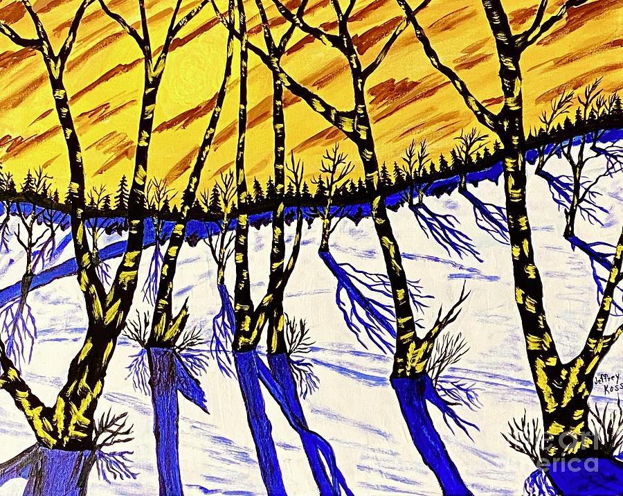 Golden Winter Solslice Painting Painting by Jeffrey Koss