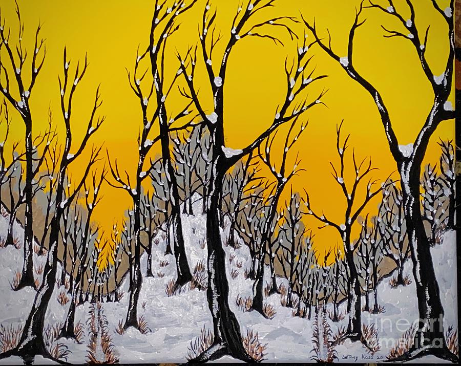 Winter Painting - Golden Winter Sunset by Jeffrey Koss