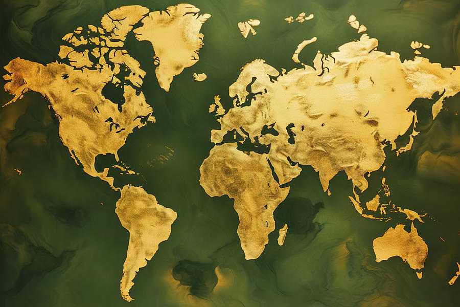 Golden World Map Photograph by Athena Mckinzie
