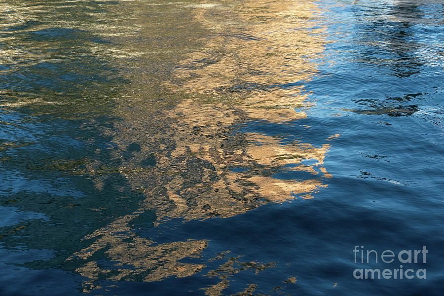 Golden-yellow reflections in blue sea water 2 Photograph by Adriana Mueller