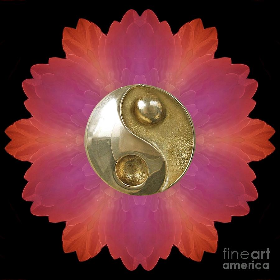 Golden yin yang symbol and mandala Mixed Media by Olga Rubio Manzano ...