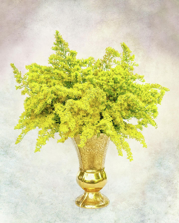 Goldenrod Flowers in Gold Vase  Photograph by Kathi Mirto