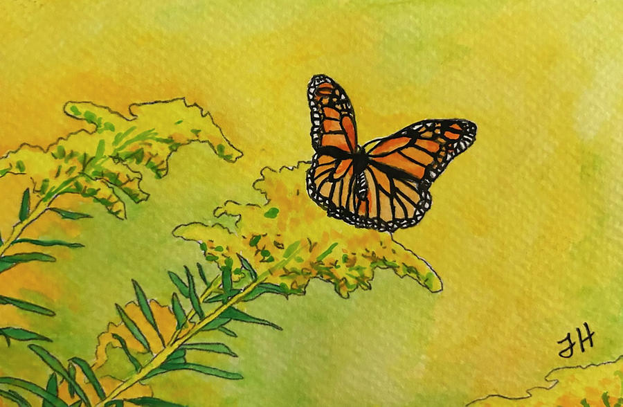 Goldenrod Monarch Painting by Jean Haynes