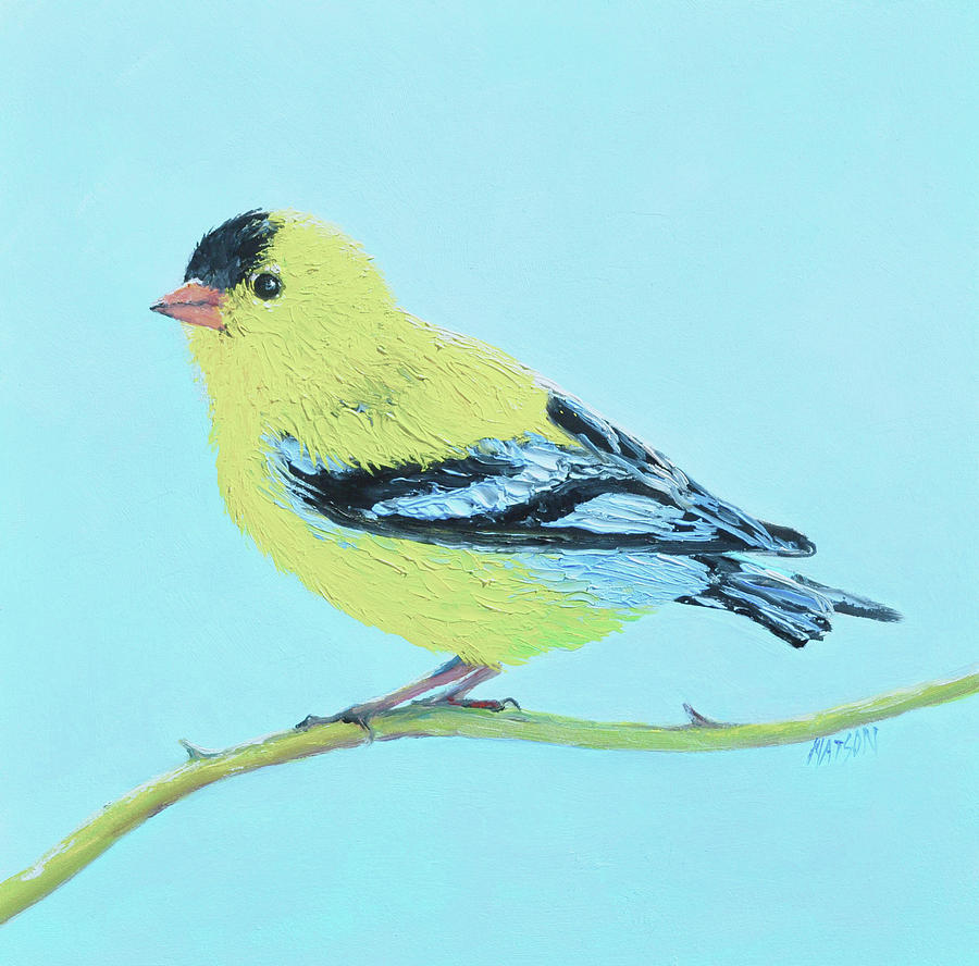 Goldfinch Bird Painting by Jan Matson