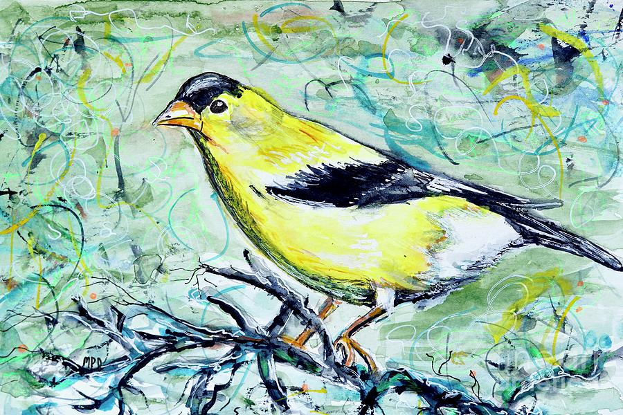 Goldfinch In Watercolor Painting