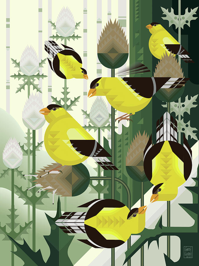 Goldfinches on Thistle Digital Art by Garth Glazier