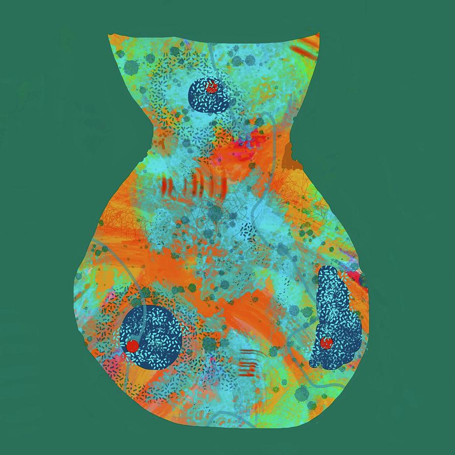 Goldfish in a Cat Bowl Vase Digital Art by Sherry Killam