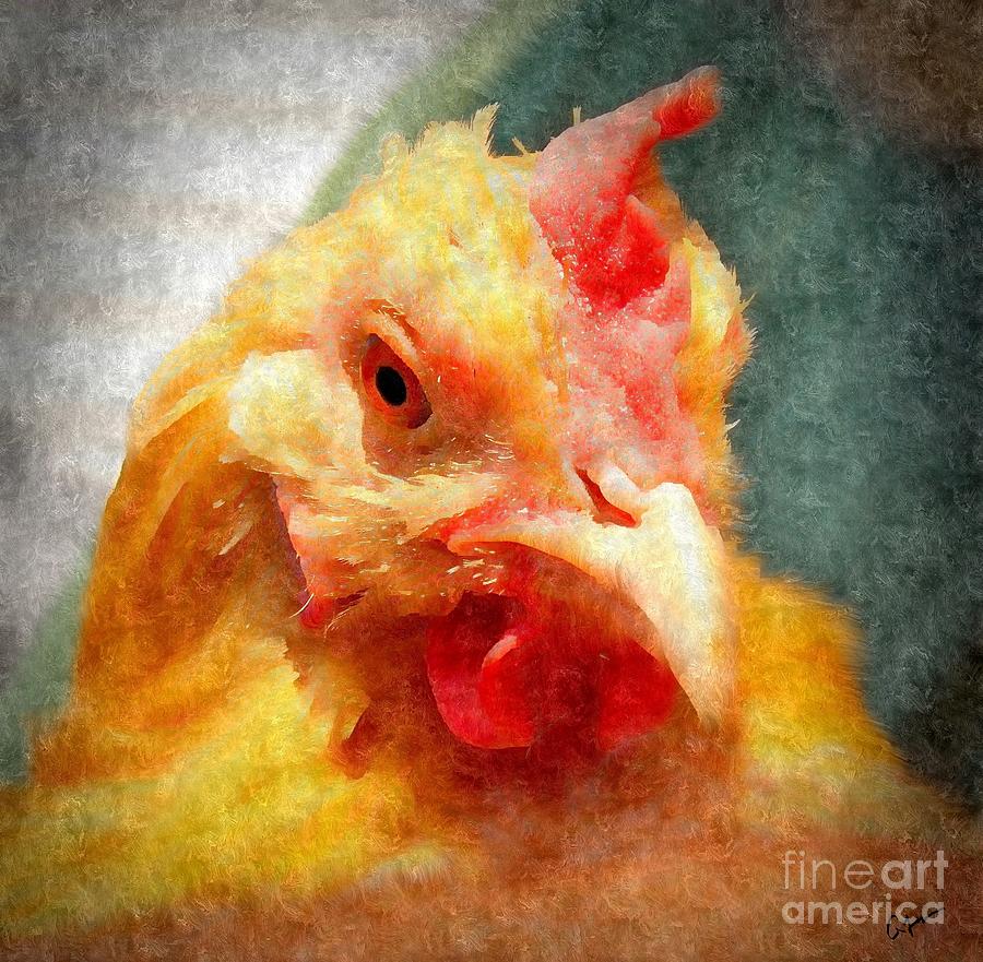 Chicken Photograph - Goldies Turn - Silk Paint by Anita Faye