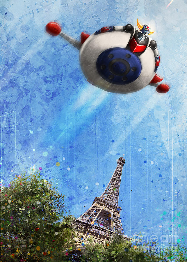 Science Fiction Digital Art - Goldorak Tour Eiffel by Andrea Gatti