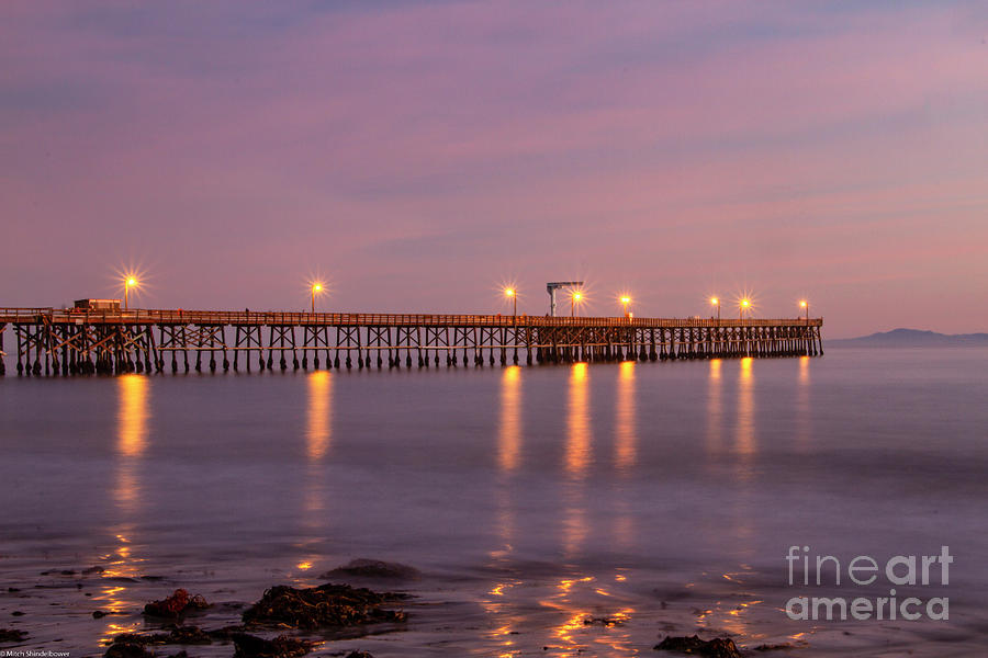 Goleta Pier After Sunset Photograph by Mitch Shindelbower