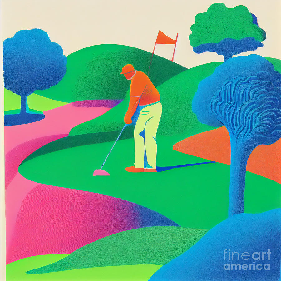 golf    art  by  david  hockney    by Asar Studios Digital Art by Celestial Images