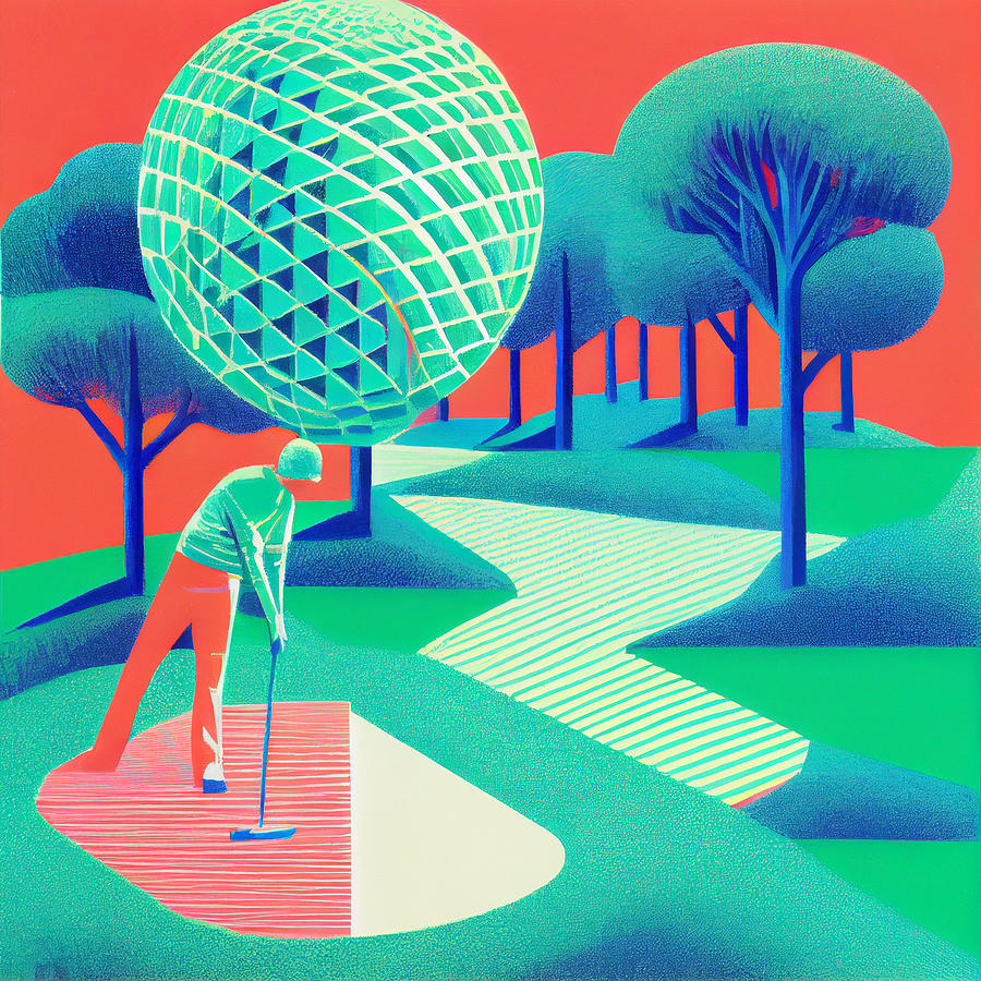 golf    art  by  david  hockney    risograph  afd  eb  e  ba  cdc by Asar Studios Digital Art