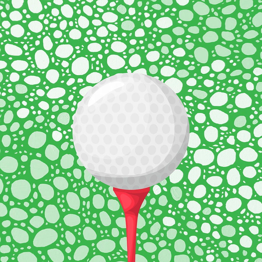 GOLF BALL Green White Pink Golf Art Digital Art by Lynnie Lang