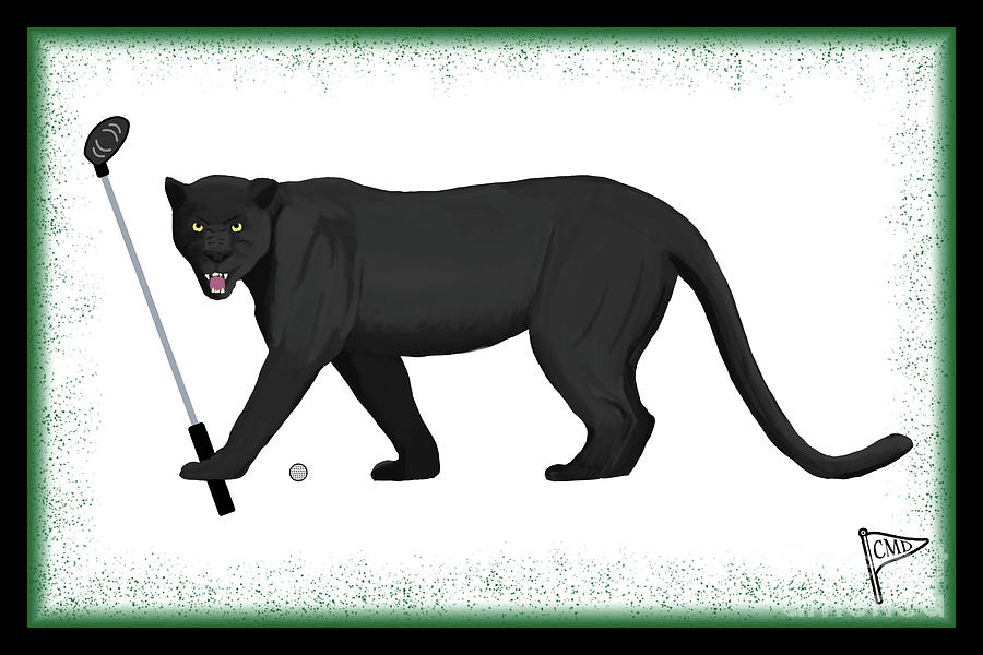Black Panther Movie Digital Art - Golf Black Panther Green by College Mascot Designs
